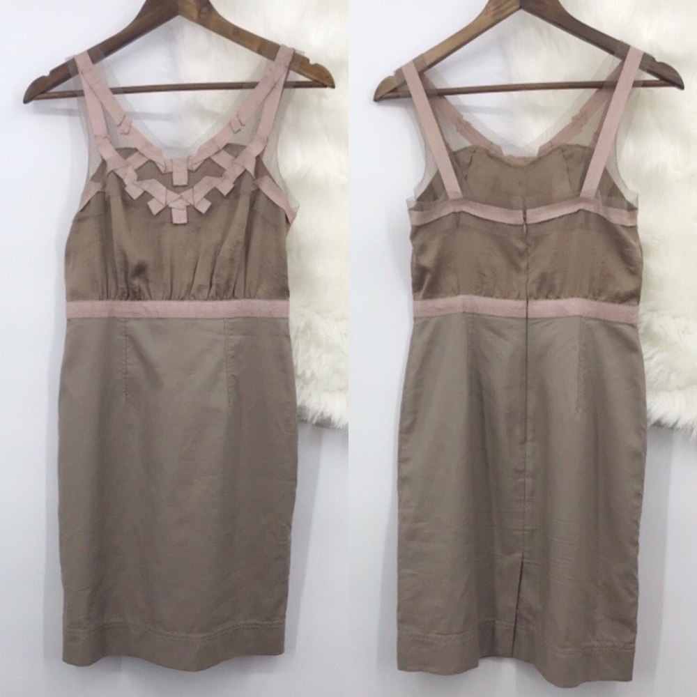 ✨HP✨ LOFT Ribbon Mesh Trim V Neck Sheath Dress 0